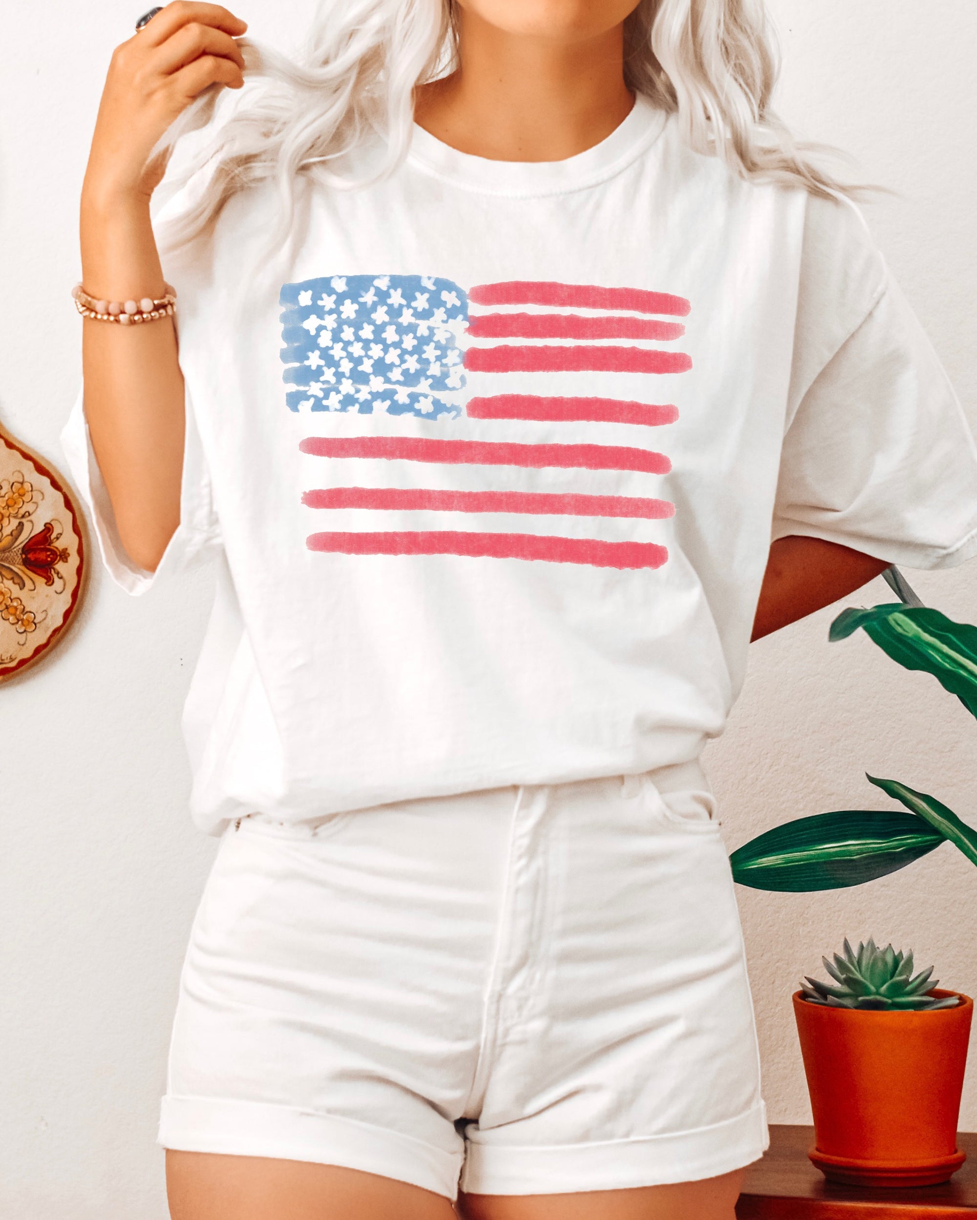Retro America Vintage American Flag Fourth Of July Edition Heritage Comfort Colors Tee