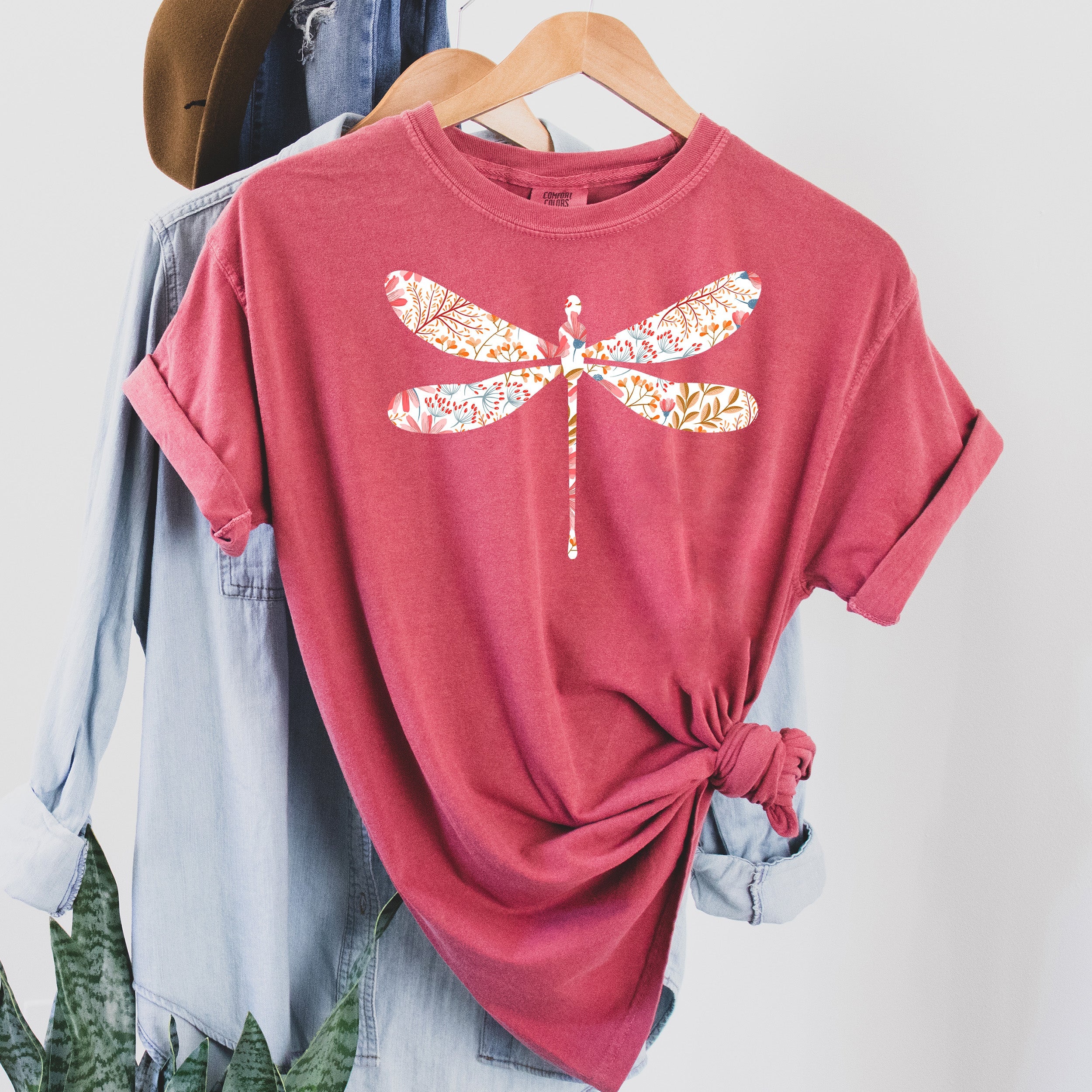 Botanical Print Dragonfly Floral Nature Motif Edition Vintage Summer Bloom Comfort Colors Tee