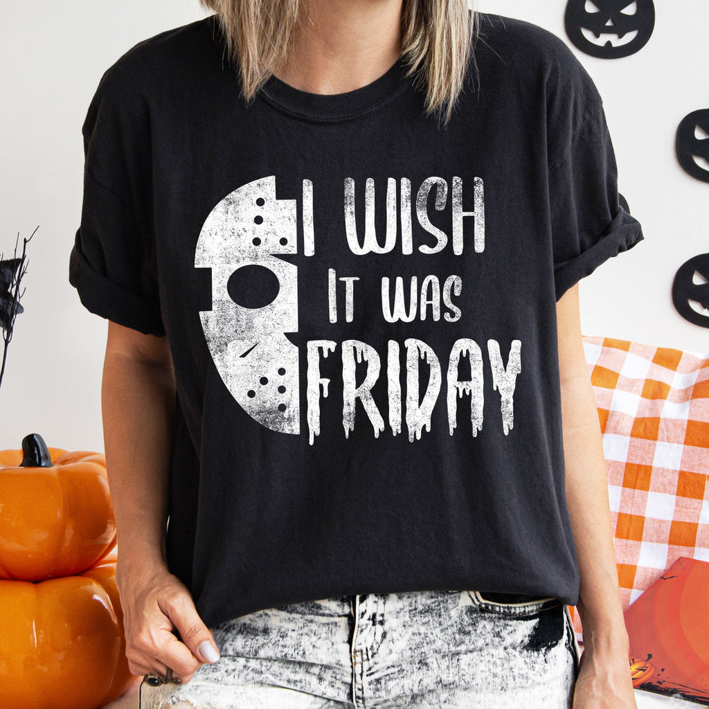 I Wish It Was Friday Retro Halloween Night Of Spooky Friday Vibes Comfort Colors Tee