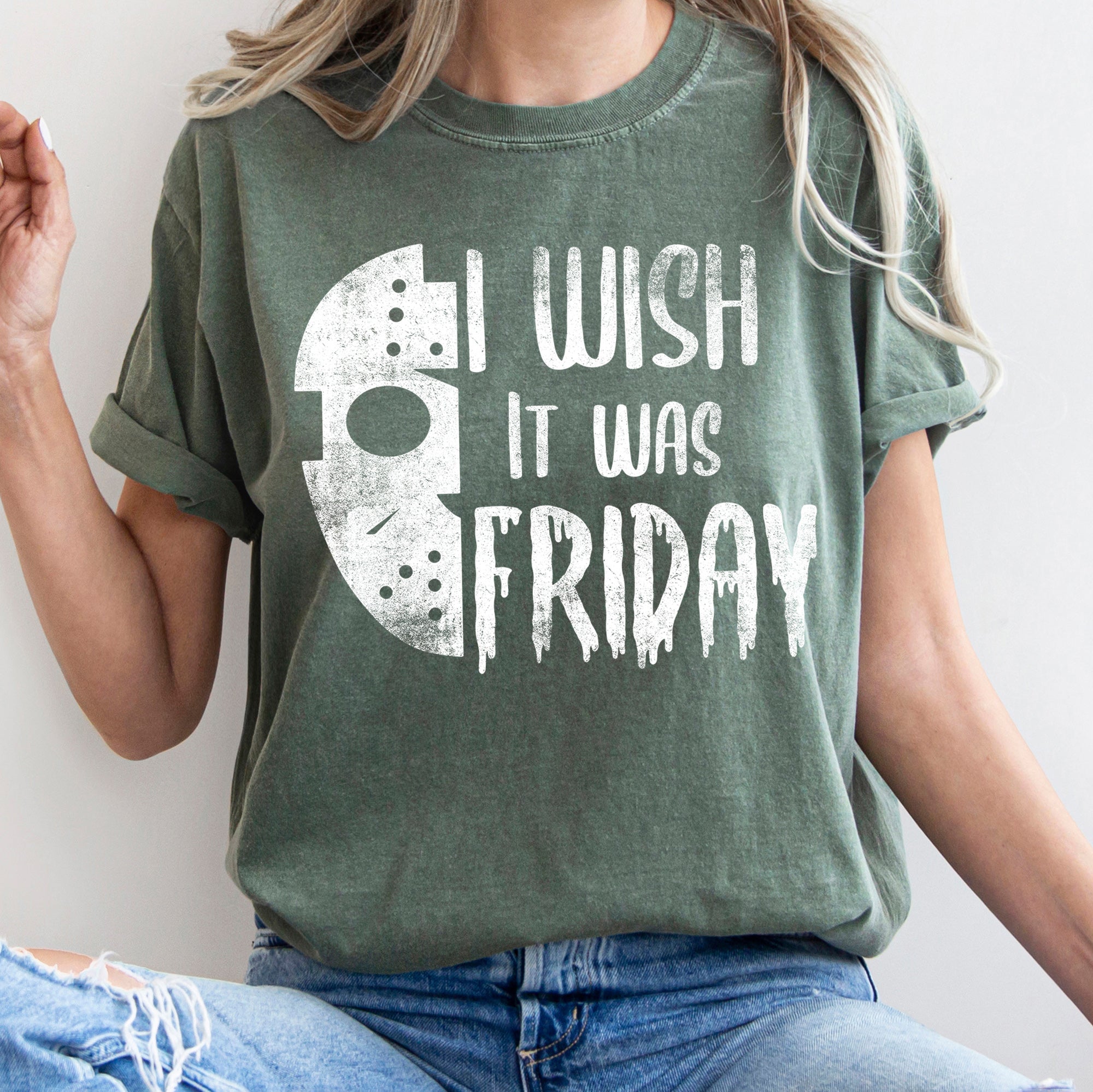 I Wish It Was Friday Retro Halloween Night Of Spooky Friday Vibes Comfort Colors Tee