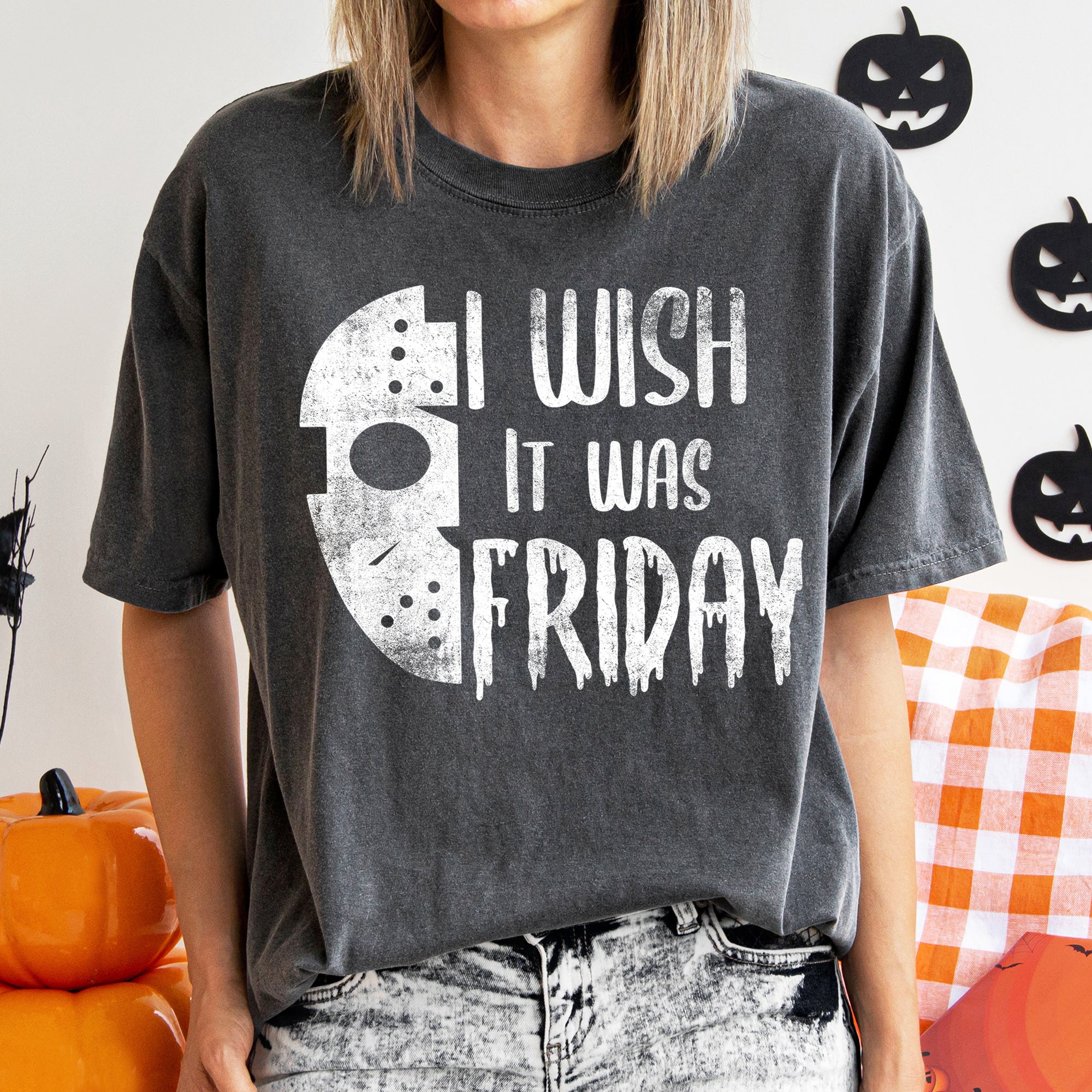 I Wish It Was Friday Retro Halloween Night Of Spooky Friday Vibes Comfort Colors Tee
