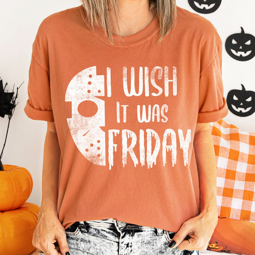I Wish It Was Friday Retro Halloween Night Of Spooky Friday Vibes Comfort Colors Tee