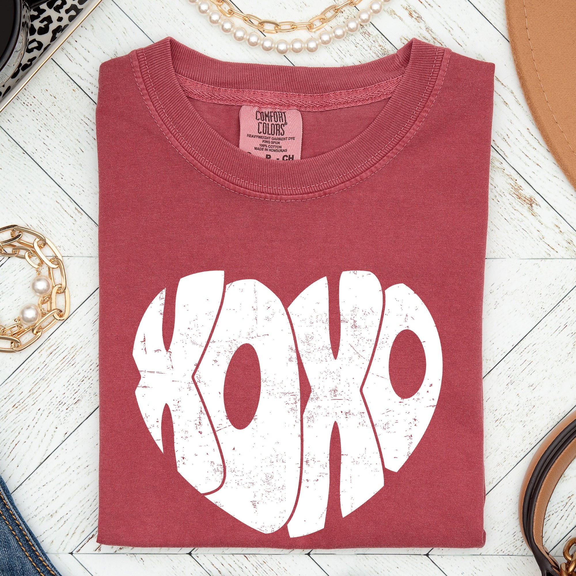 Retro XOXO Heart Vintage Love For Valentine's Day And Everyday Wear Comfort Colors Tee